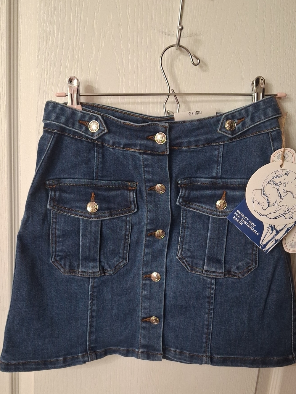 Monkey Ride Jeans Button-Front Denim Mini Skirt NWT Size S